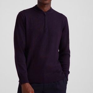 Merino 1/4 Zip Sweater -New With Tags - NEVER WORN -ROSEMARY -COLOR AS LAST PIC